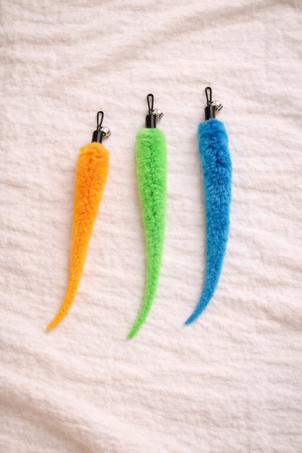 Three Colourful Furry Cat Toys